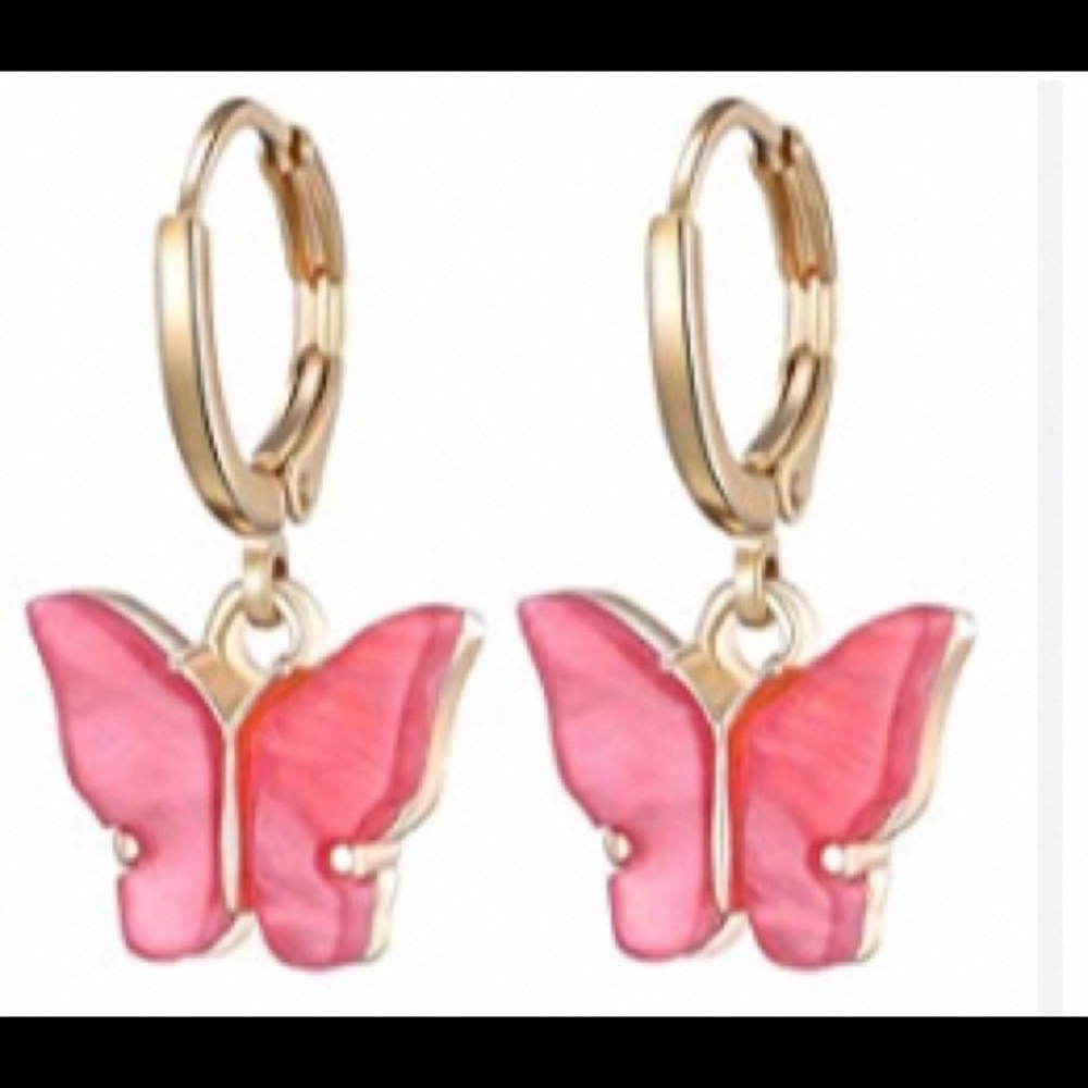 NWT Pink/Red Butterfly Earrings